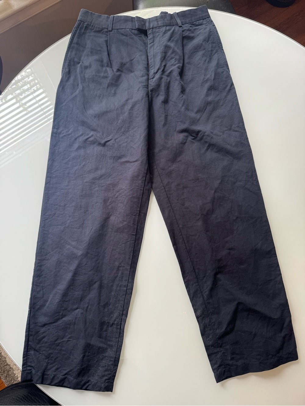 COS Men's Navy Linen/Cotton Chinos